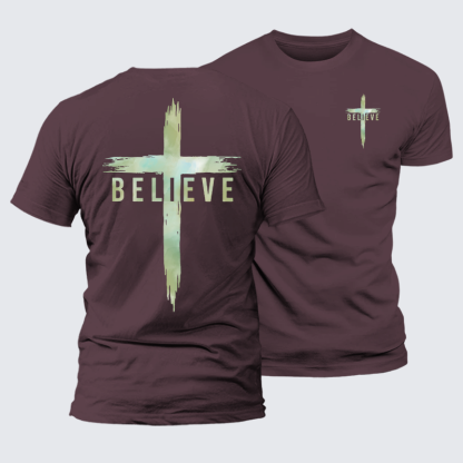 Believe Jesus God Christian Premium Mercerized Cotton Tee