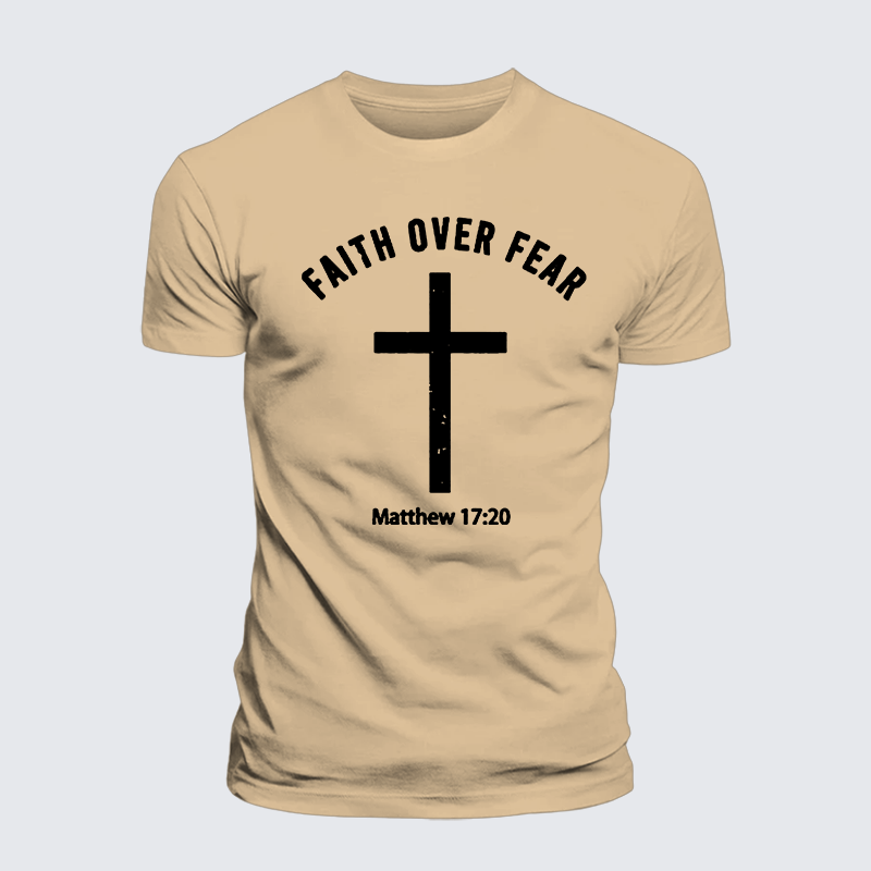 Faith Over Fear Jesus God Christian Premium Mercerized Cotton Tee