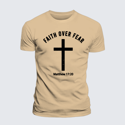 Faith Over Fear Jesus God Christian Premium Mercerized Cotton Tee