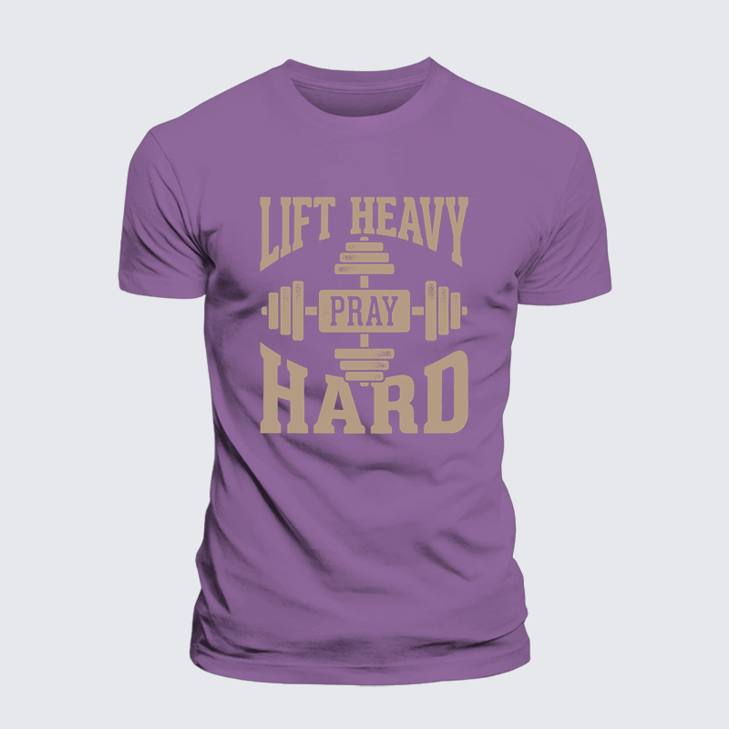 Lift Heavy Pray Hard Jesus God Christian Premium Mercerized Cotton Tee