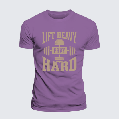 Lift Heavy Pray Hard Jesus God Christian Premium Mercerized Cotton Tee