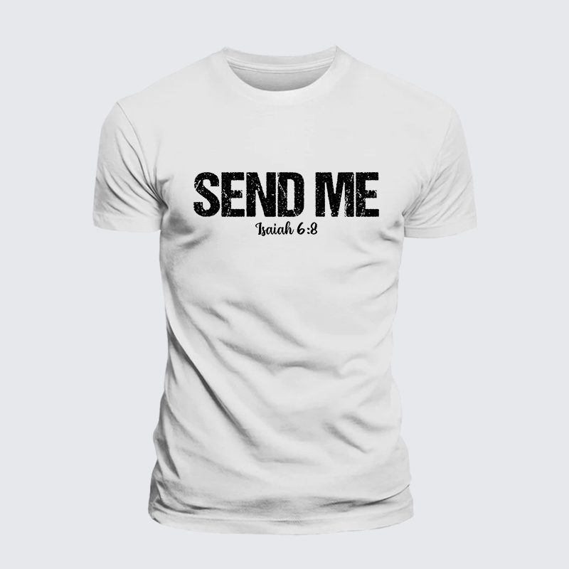Isaiah 6:8 - SEND ME Jesus God Christian Premium Mercerized Cotton Tee