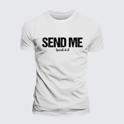 Isaiah 6:8 - SEND ME Jesus God Christian Premium Mercerized Cotton Tee