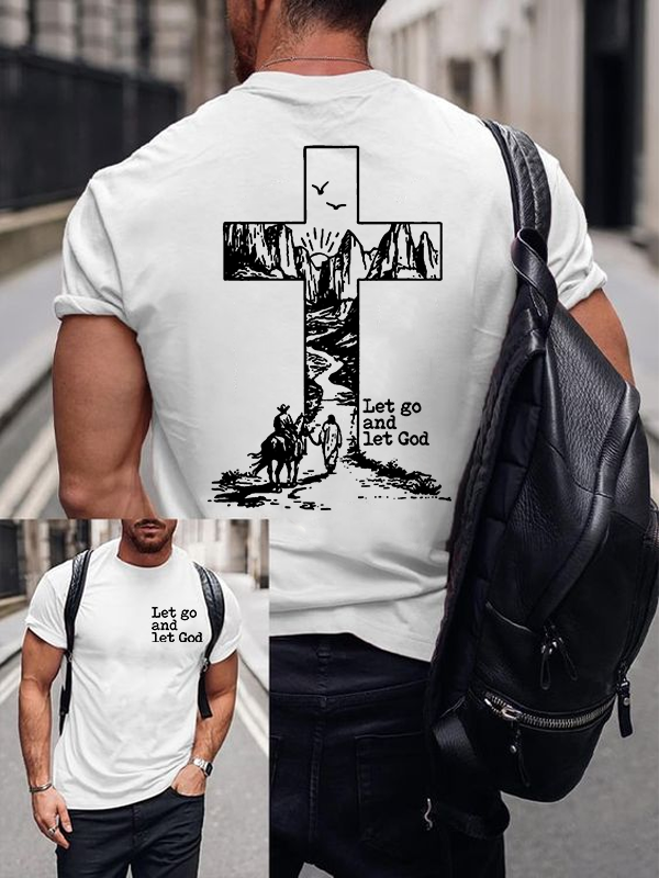 Let Go and Let God Jesus God Christian Cotton T-Shirt