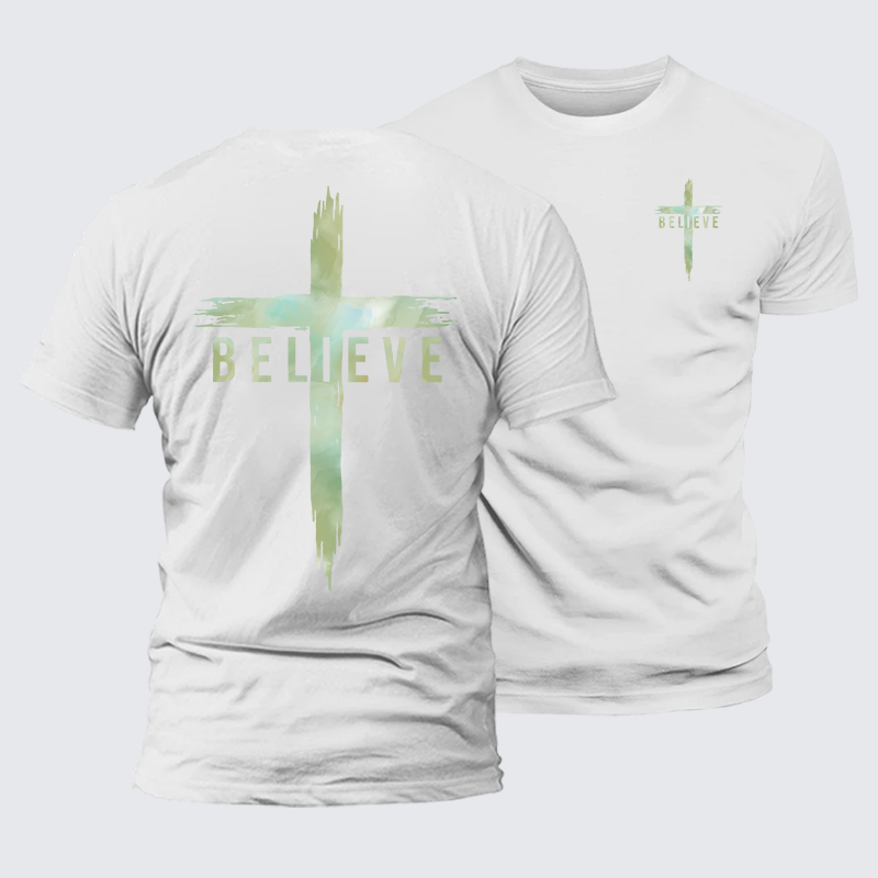 Believe Jesus God Christian Premium Mercerized Cotton Tee