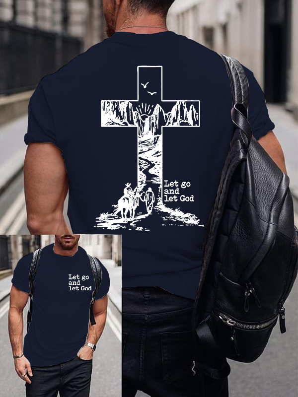 Let Go and Let God Jesus God Christian Cotton T-Shirt