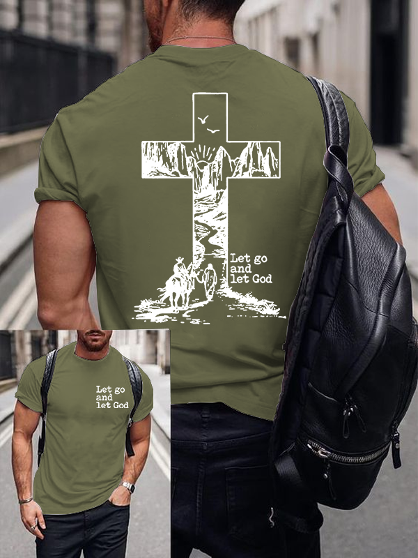 Let Go and Let God Jesus God Christian Cotton T-Shirt