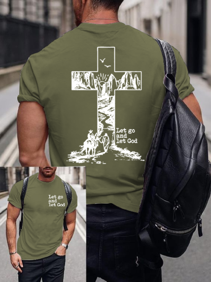 Let Go and Let God Jesus God Christian Cotton T-Shirt