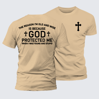 God Protected Me Jesus God Christian Premium Mercerized Cotton Tee