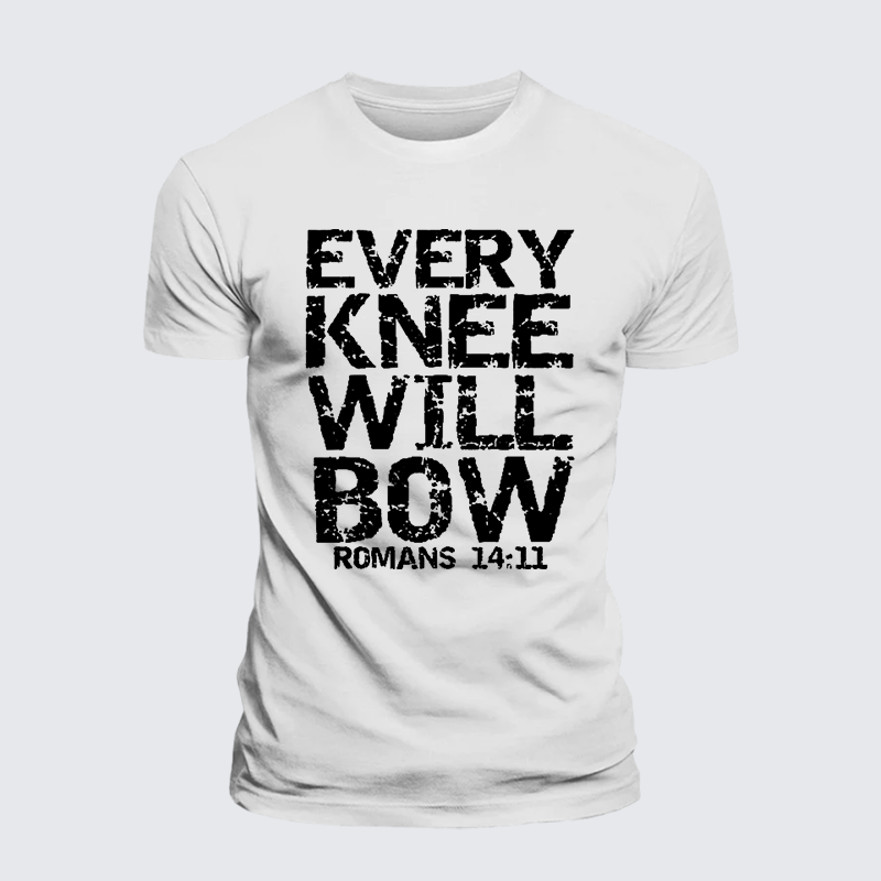 Bold Christian Bible Verse Quote for Men Every Knee Will Bow Jesus God Christian Premium Mercerized Cotton Tee