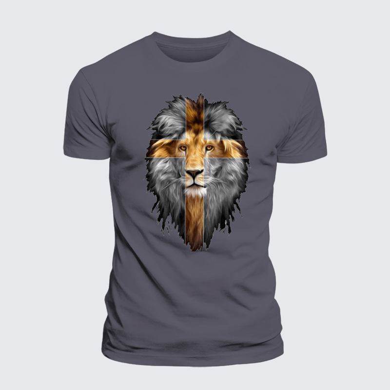 Jesus Lion of Judah Jesus God Christian Premium Mercerized Cotton Tee