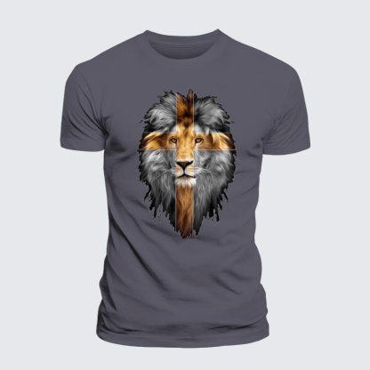 Jesus Lion of Judah Jesus God Christian Premium Mercerized Cotton Tee