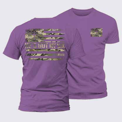 He's Got My Six Jesus God Christian Premium Mercerized Cotton Tee