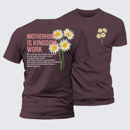 Motherhood Is Kingdom Work Jesus God Christian Premium Mercerized Cotton Tee