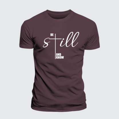 Be Still And Know Cross Jesus God Christian Premium Mercerized Cotton Tee