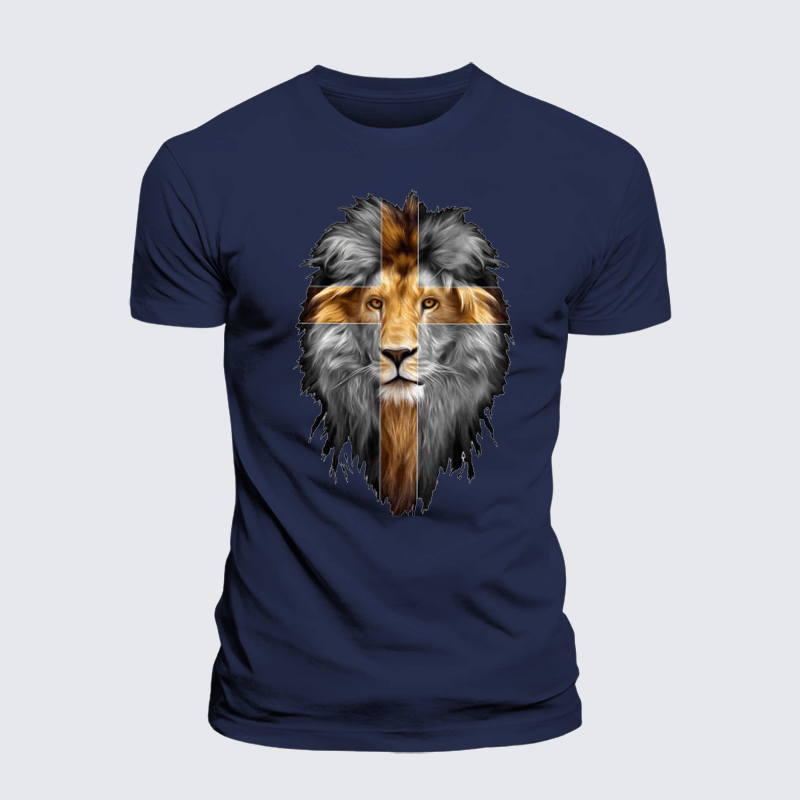 Jesus Lion of Judah Jesus God Christian Premium Mercerized Cotton Tee