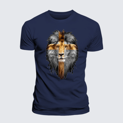 Jesus Lion of Judah Jesus God Christian Premium Mercerized Cotton Tee