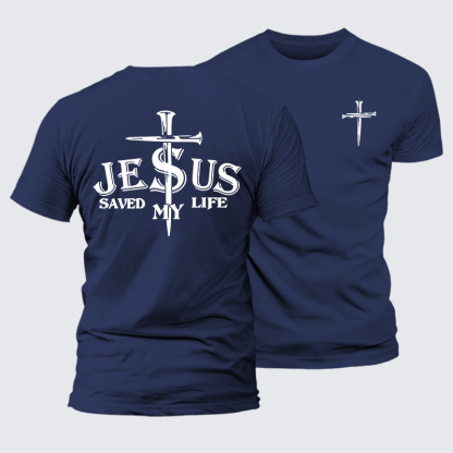 Jesus Saved My Life Jesus God Christian Premium Mercerized Cotton Tee