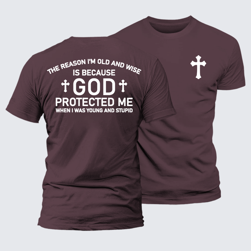 God Protected Me Jesus God Christian Premium Mercerized Cotton Tee