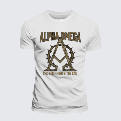 Alpha and Omega Jesus God Christian Premium Mercerized Cotton Tee