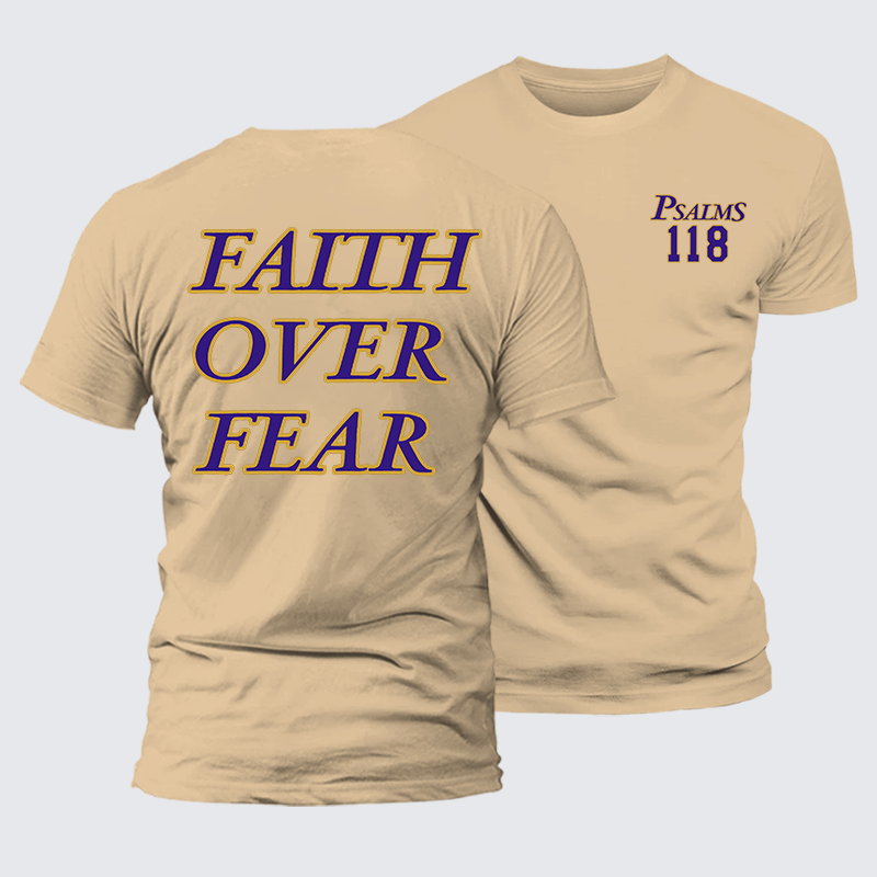 Faith Over Fear Jesus God Christian Premium Mercerized Cotton Tee