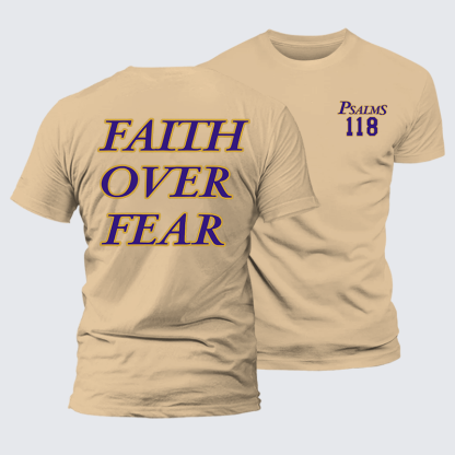 Faith Over Fear Jesus God Christian Premium Mercerized Cotton Tee