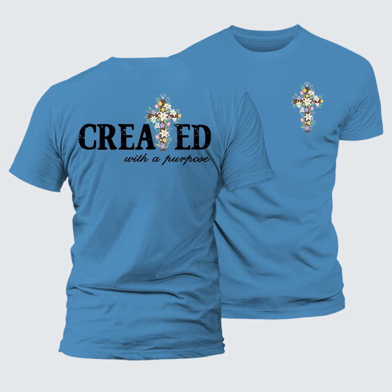 Created With Purpose Jesus God Christian Premium Mercerized Cotton Tee