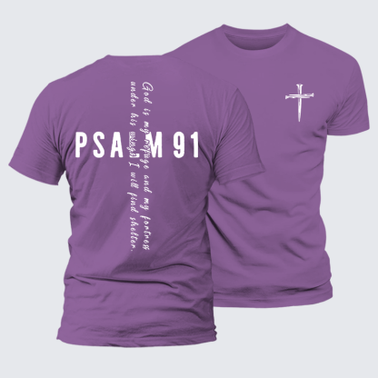 Psalm 91 Jesus God Christian Premium Mercerized Cotton Tee