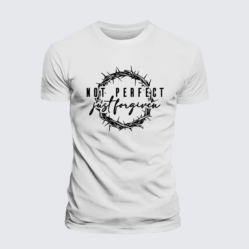 Not Perfect Just Forgiven Jesus God Christian Premium Mercerized Cotton Tee