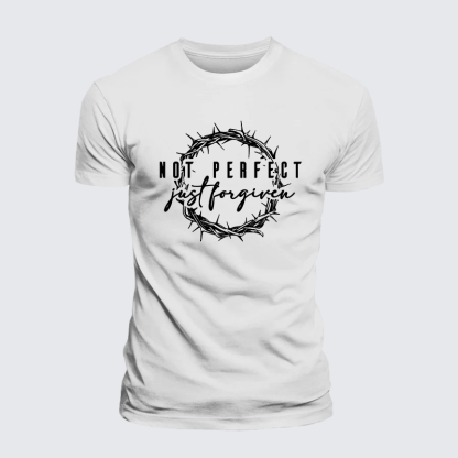 Not Perfect Just Forgiven Jesus God Christian Premium Mercerized Cotton Tee