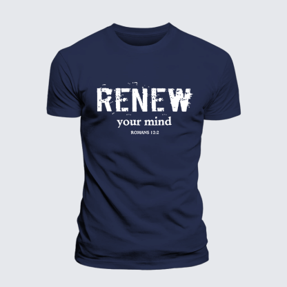Renew Your Mind Jesus God Christian Premium Mercerized Cotton Tee