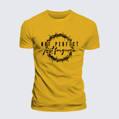 Not Perfect Just Forgiven Jesus God Christian Premium Mercerized Cotton Tee