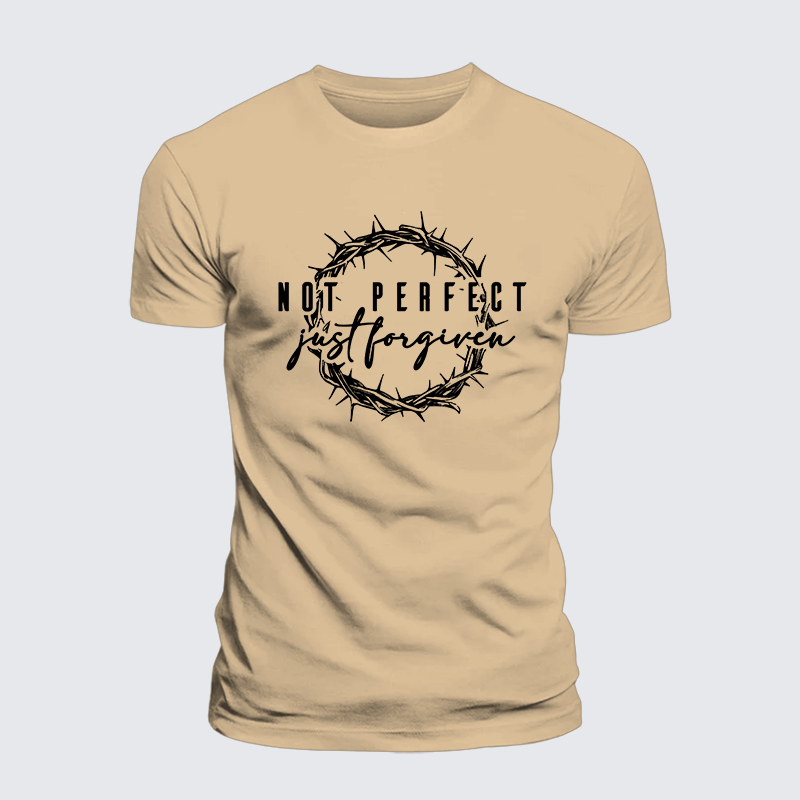 Not Perfect Just Forgiven Jesus God Christian Premium Mercerized Cotton Tee