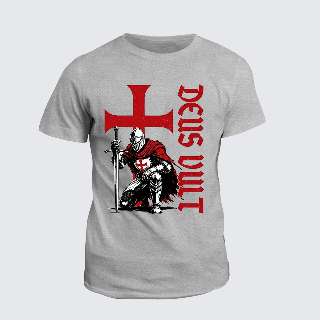 Templar Knight Crusader Deus Vult Jesus God Christian Cotton T-Shirt