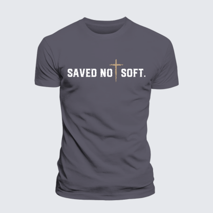 Saved Not Soft Jesus God Christian Premium Mercerized Cotton Tee
