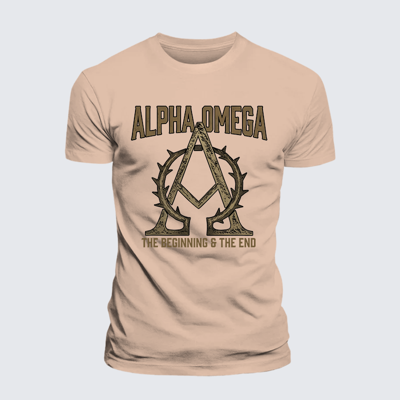 Alpha and Omega Jesus God Christian Premium Mercerized Cotton Tee