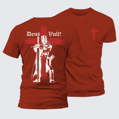 Deus Vult Crusader Jesus God Christian Premium Mercerized Cotton Tee