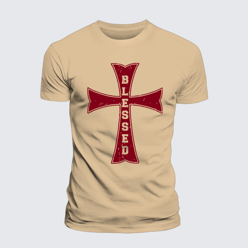 Blessed Cross Jesus God Christian Premium Mercerized Cotton Tee