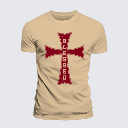 Blessed Cross Jesus God Christian Premium Mercerized Cotton Tee