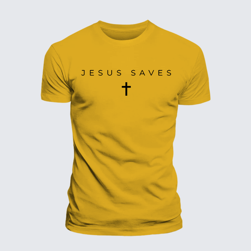 Jesus Saves Jesus God Christian Premium Mercerized Cotton Tee