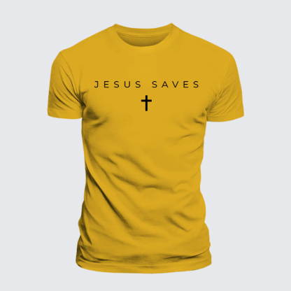 Jesus Saves Jesus God Christian Premium Mercerized Cotton Tee
