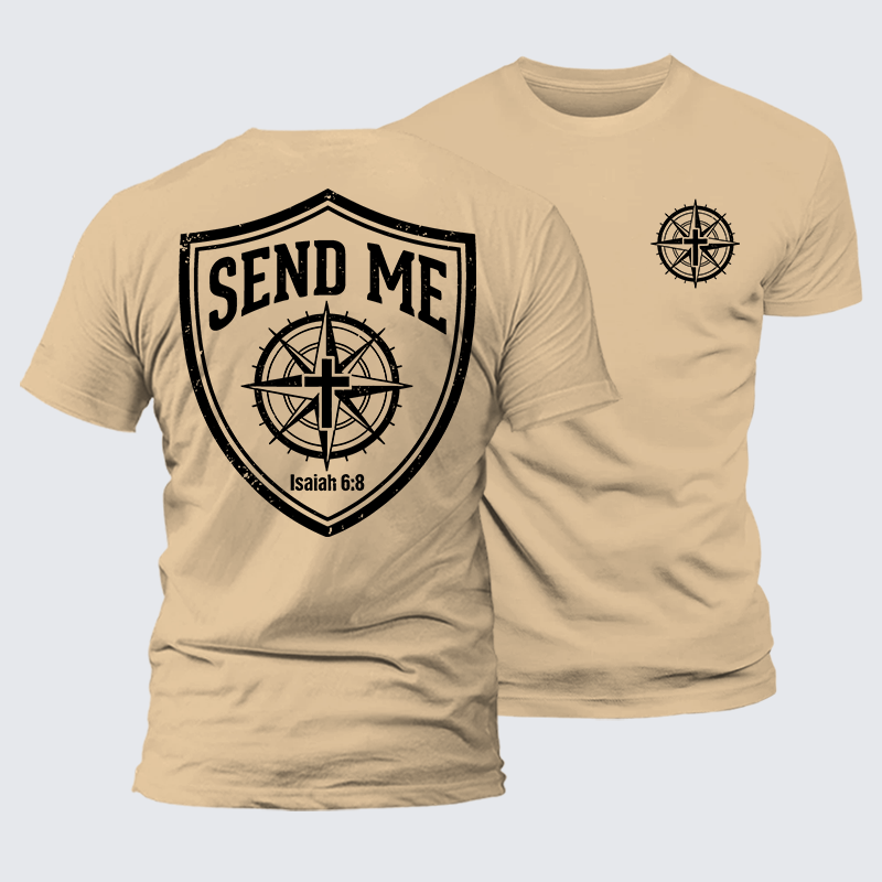 Isaiah 6:8 - SEND ME Jesus God Christian Premium Mercerized Cotton Tee