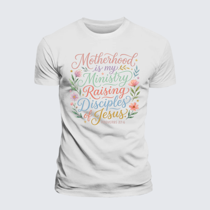 Motherhood Is My Ministry Jesus God Christian Premium Mercerized Cotton Tee