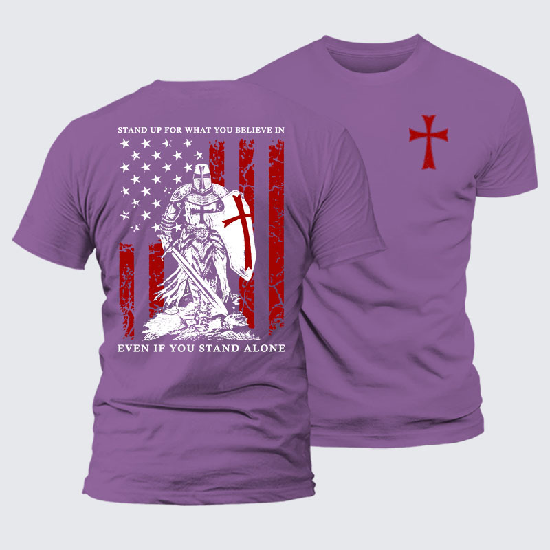 Stand Up For What You Believe  Jesus God Christian Premium Mercerized Cotton Tee
