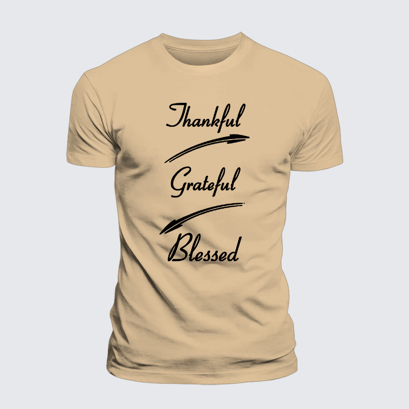 Thankful Grateful Blessed Jesus God Christian Premium Mercerized Cotton Tee