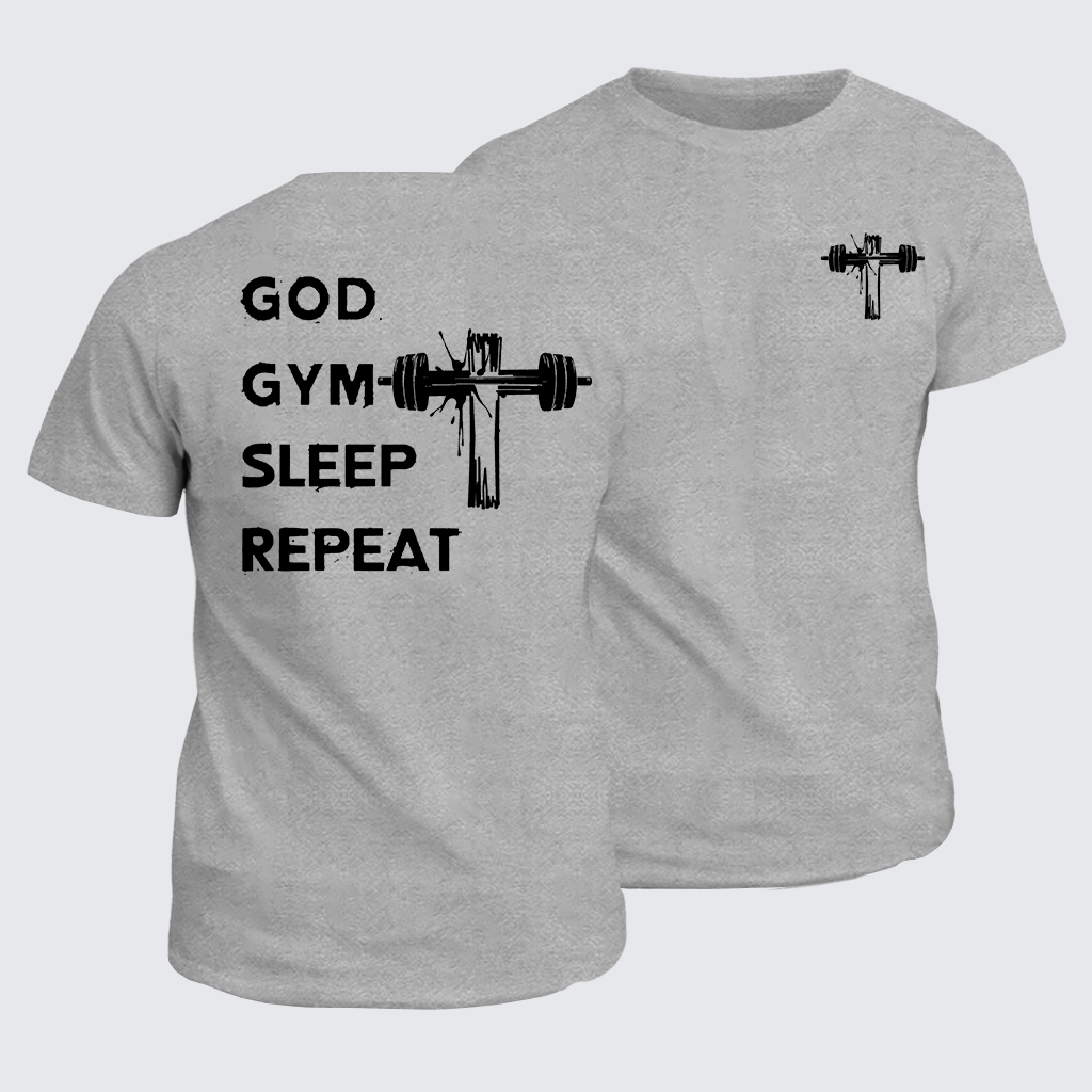 God Gym Sleep Repeat Jesus God Christian Cotton T-Shirt