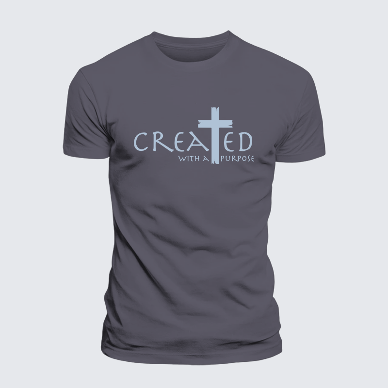 Created with a Purpose Jesus God Christian Premium Mercerized Cotton Tee