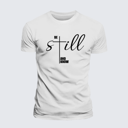 Be Still And Know Cross Jesus God Christian Premium Mercerized Cotton Tee