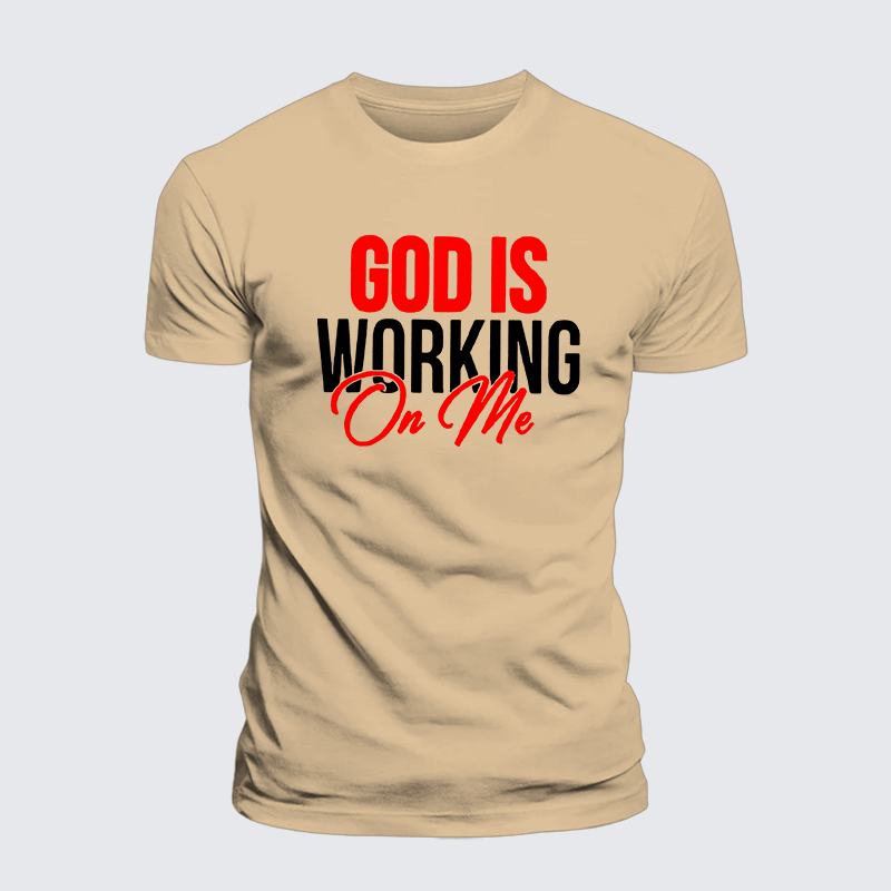 God Is Working On Me Jesus God Christian Premium Mercerized Cotton Tee