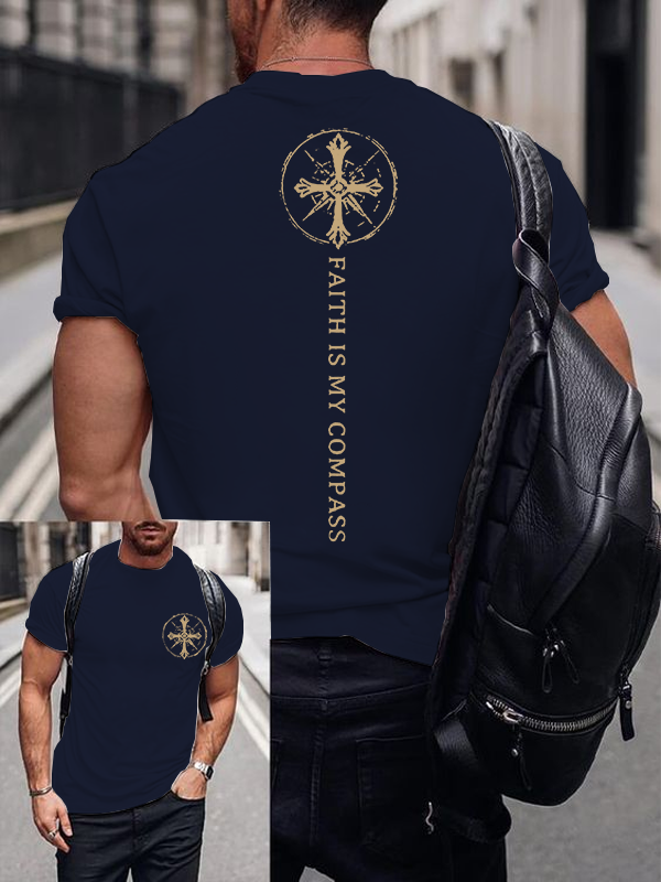 Faith Is My Compass Jesus God Christian Cotton T-Shirt